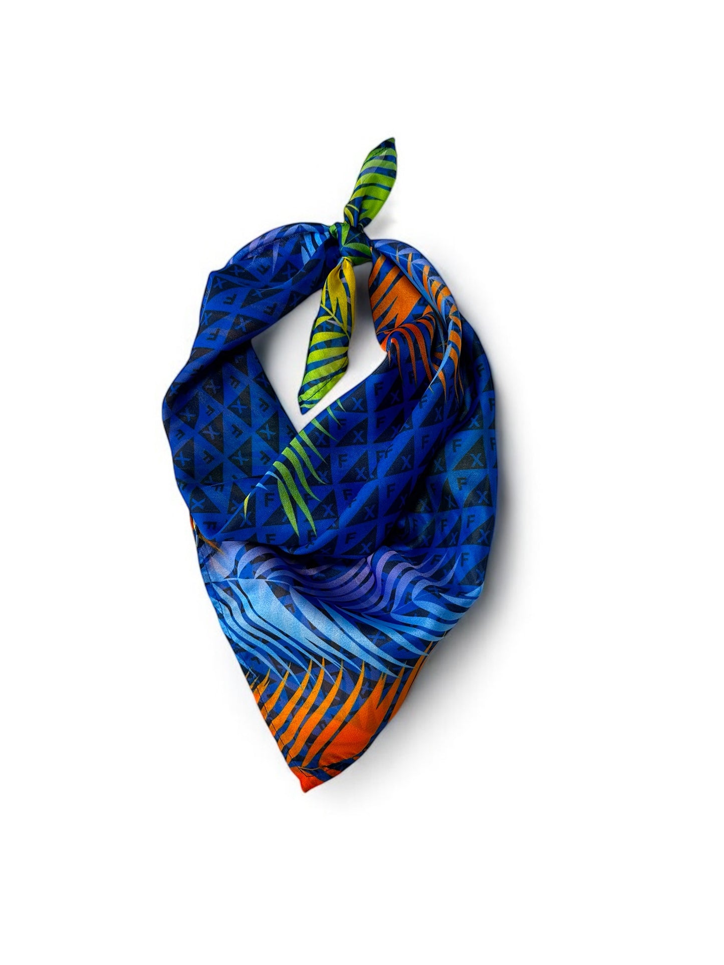 Square-Neck Scarf - Palm Leaves